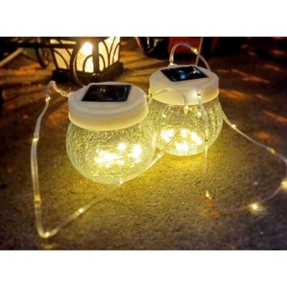 Solar Lantern, 2 Pack Outdoor Lantern Garden Lights with 40 LED, Hanging Lantern - Picture 1 of 1